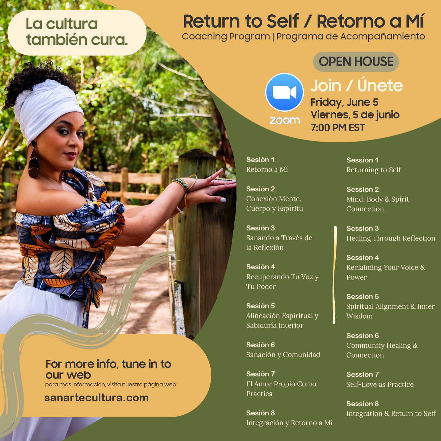 OPEN HOUSE VIRTUAL: 5 DE JUNIO: Return to Self / Retorno a mí: Coaching Program